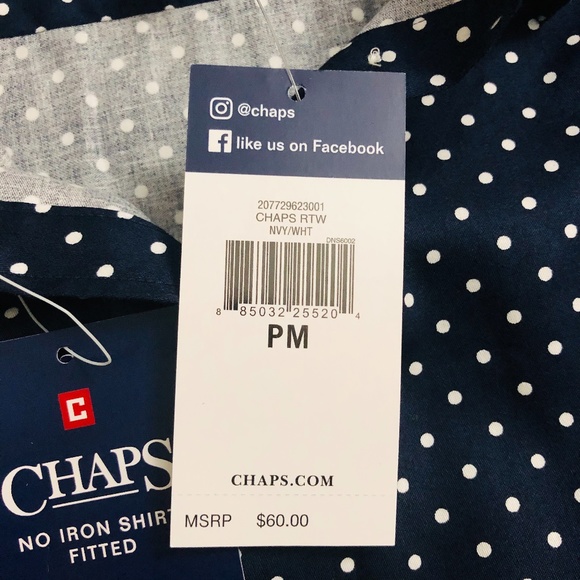 Chaps Navy Blue with White Polka Dots Button Up - Picture 4 of 8